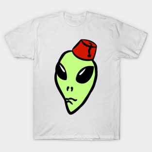 green alien wearing a fez T-Shirt